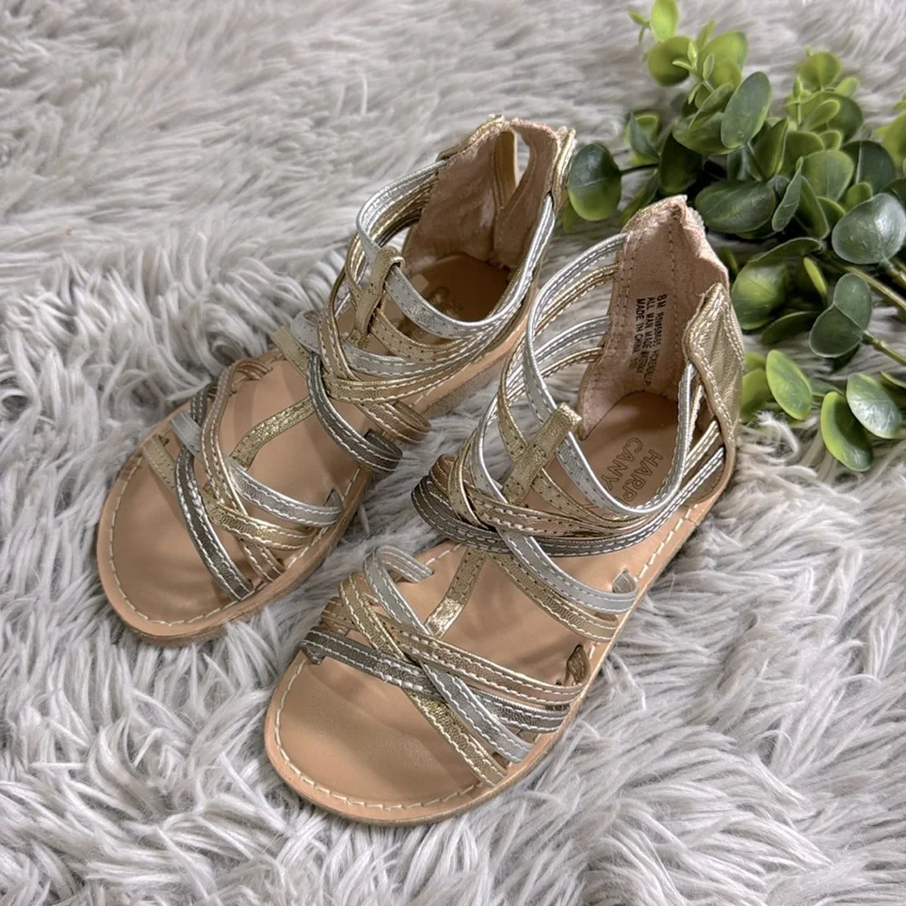 Harper canyon girls gold and silver gladiator sandals toddler size 8